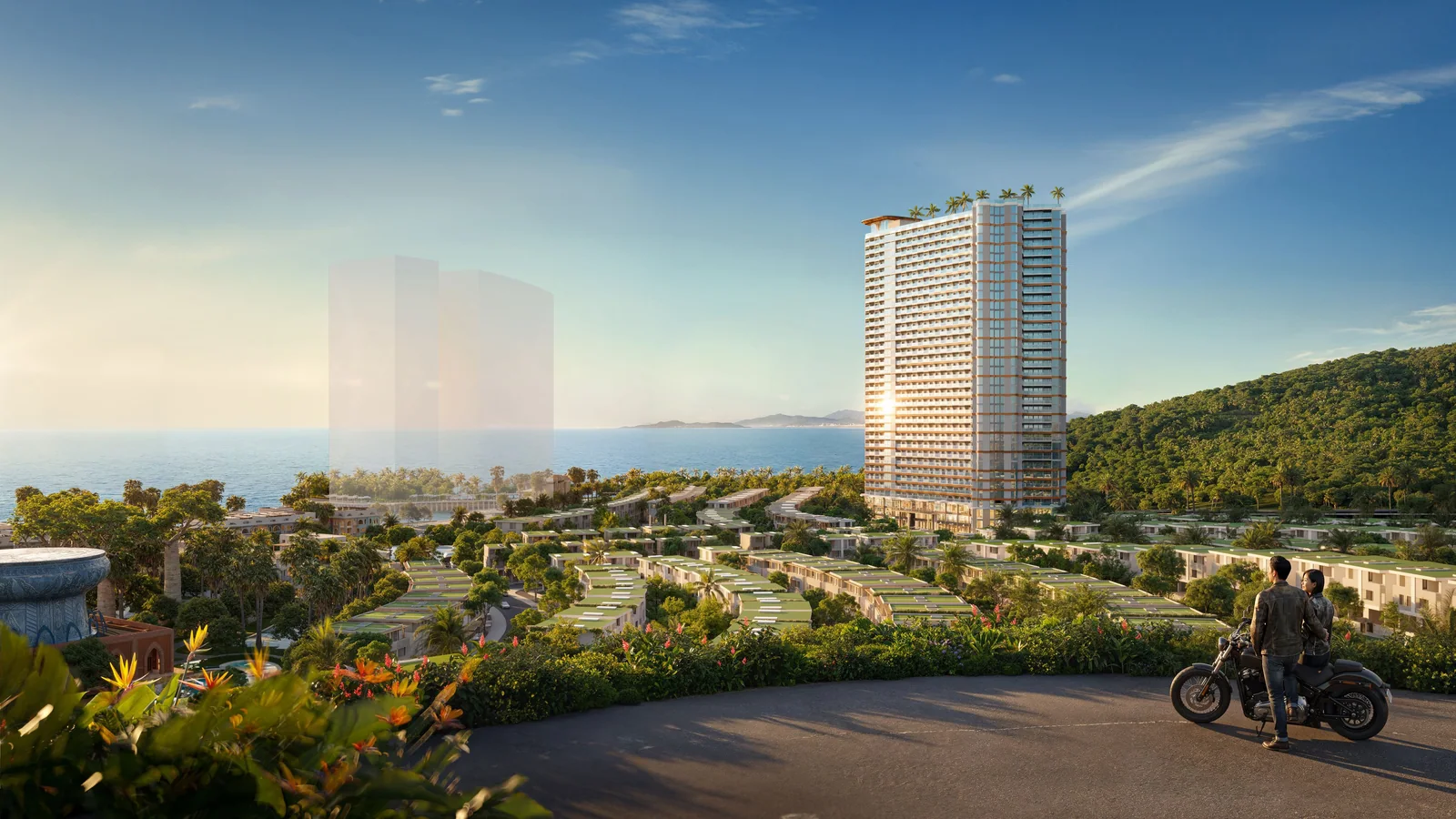 Toà tháp nhìn ra vịnh biển