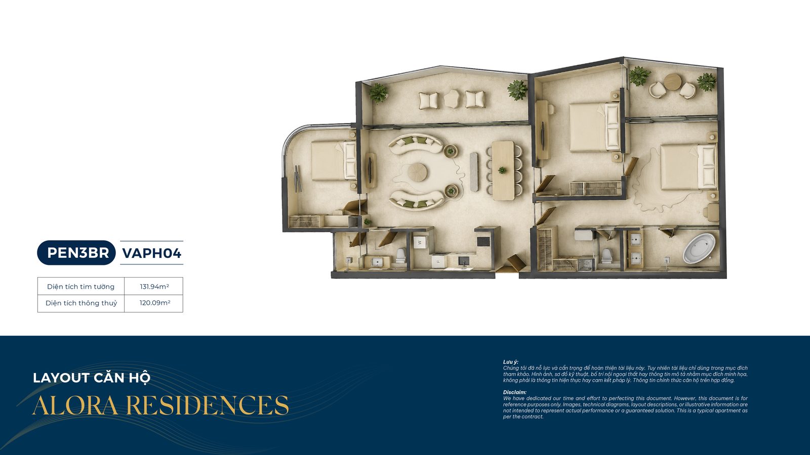 Mặt bằng Penthouse 3PN Vega Alora Residences
